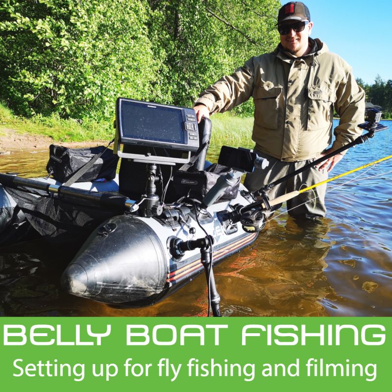 Belly Boat Fishing - Fitting Savage Gear High Rider 170 with fishfinder,  fly fishing gear & cameras