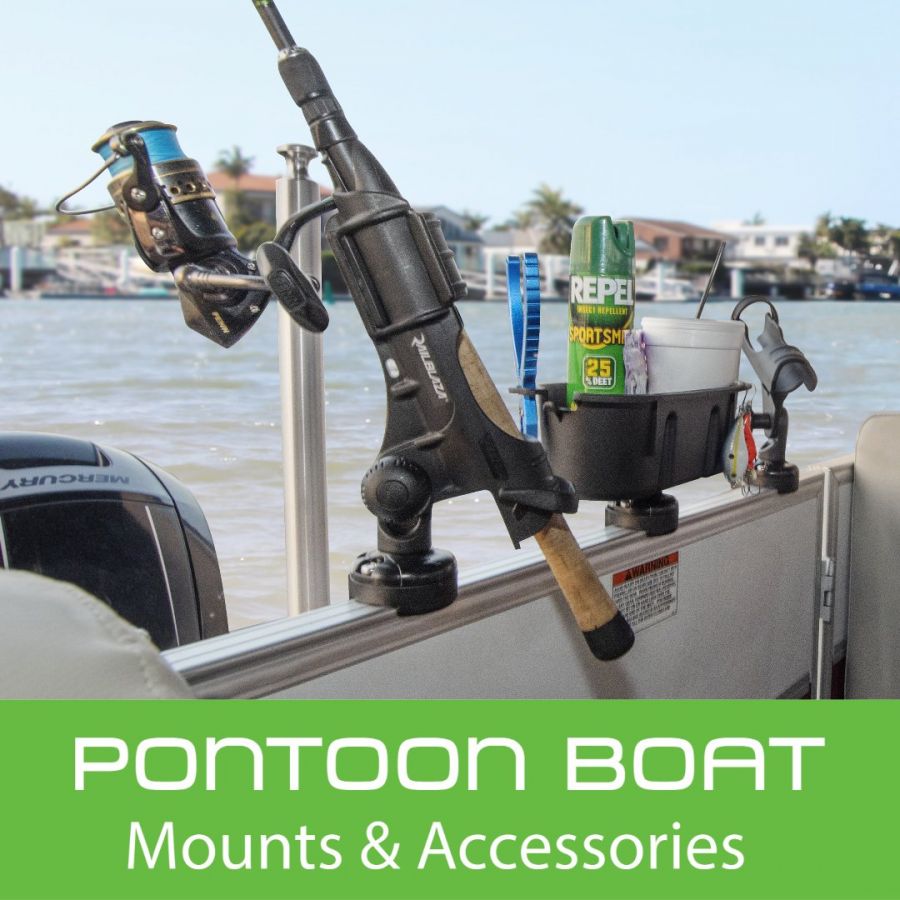 RAILBLAZA Pontoon Fishing Rod Holder with Universal Boat Mount for Spinning  Rods, Baitcasters, or Fly Rods
